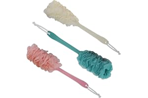 3 PCS Back Brush Long Handle for Shower, Loofah Back Scrubber with Soft Mesh for Body, Shower Brush with Lanyard for Men and 