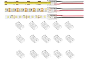 25 Pack 2-Pin 8mm LED Strip Connectors Solderless Quick Connect for 2835/3528 Single Color Strips, Reusable DIY Tool for Home