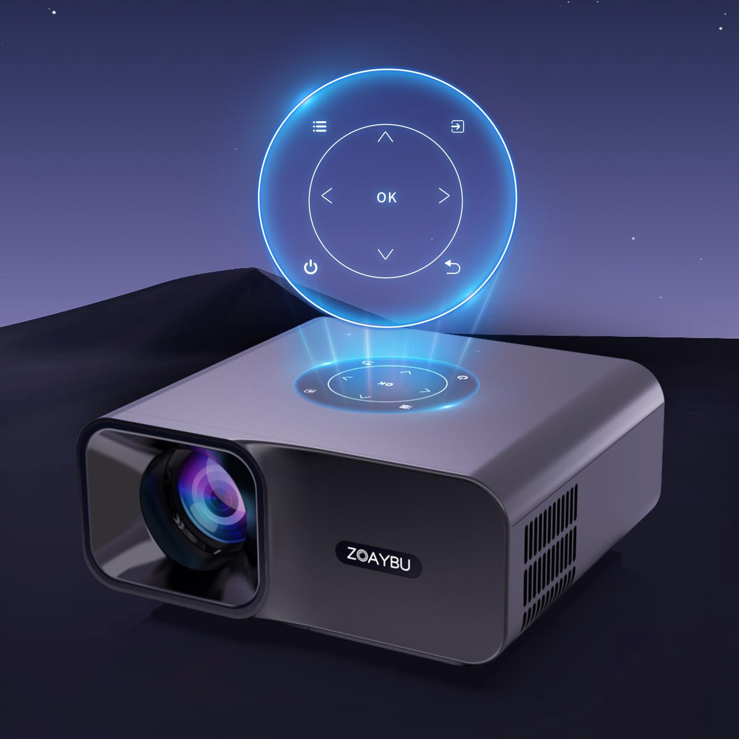 Photo 1 of ZOAYBU Upgraded Bluetooth Projector with Screen, Native 1080P Electric Focus Portable Projector for Home, Movie Projector Compatible with HDMI/USB/PC/TV Stick/Game Console/Phone, Indoor & Outdoor Use