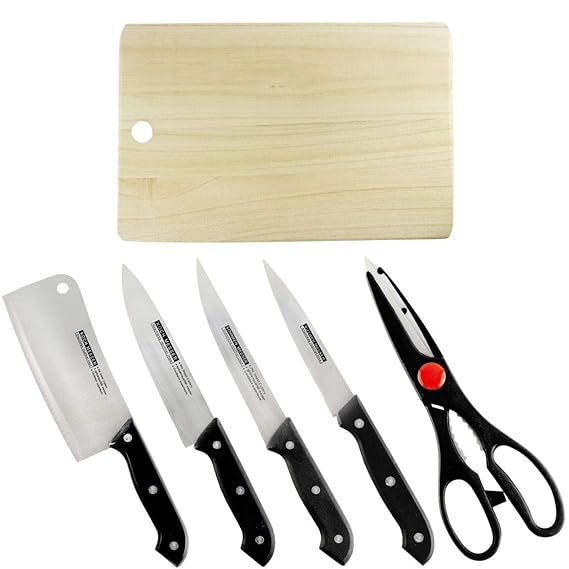 Buy DVH Sales Wooden Chopping Board with Knife Set and Scissor, 6 Piece
