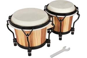 MUSICUBE Bongo Drum Set 4” and 5” Bongos for adults kids Beginners Professional Wooden and Metal Drum with Tuning Wrench
