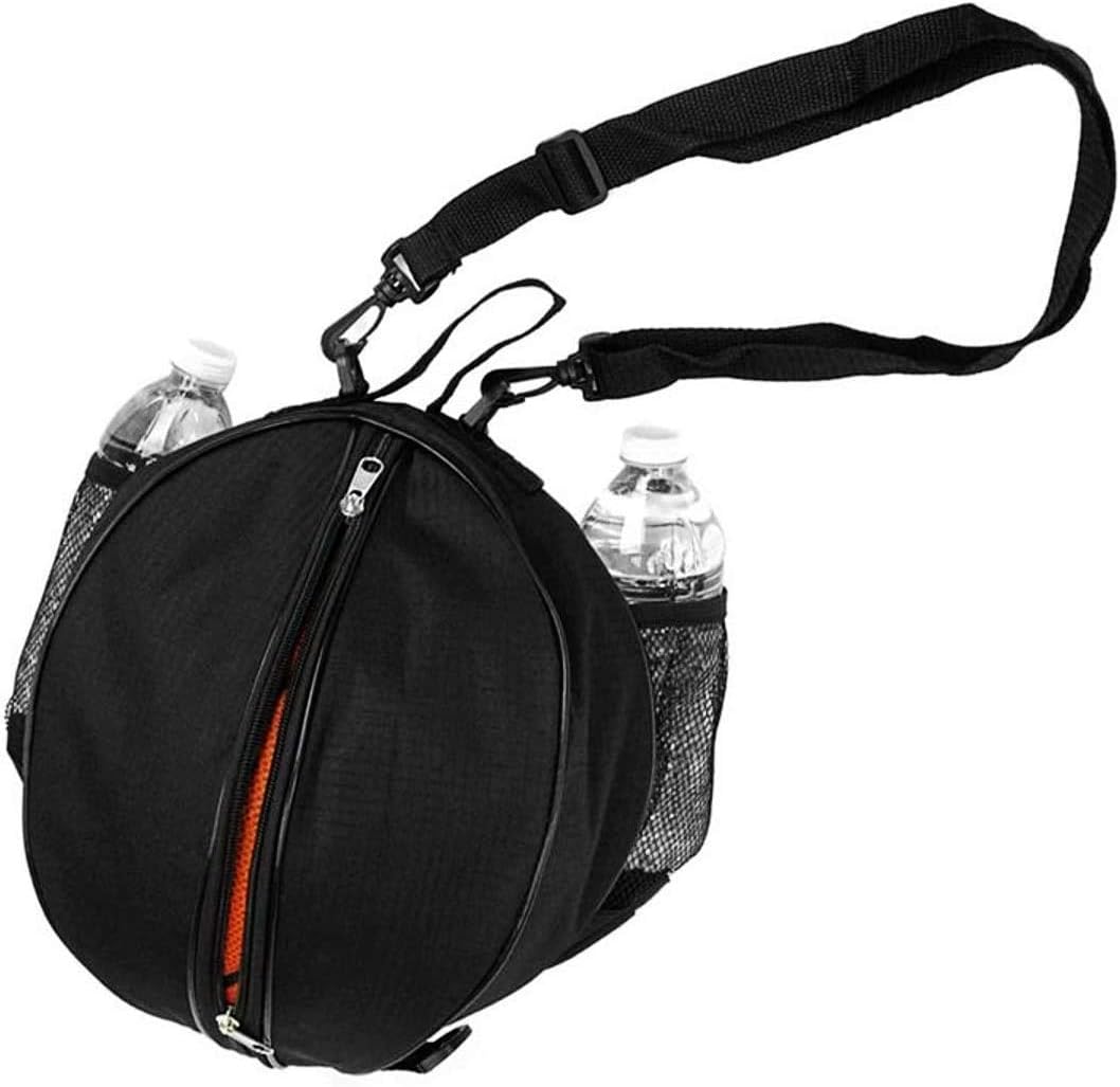 JZK Black Shoulder Bag for Football Volleyball, Carry Bag with Side Net Pockets for Water Bottle Handbag Carrier Bag