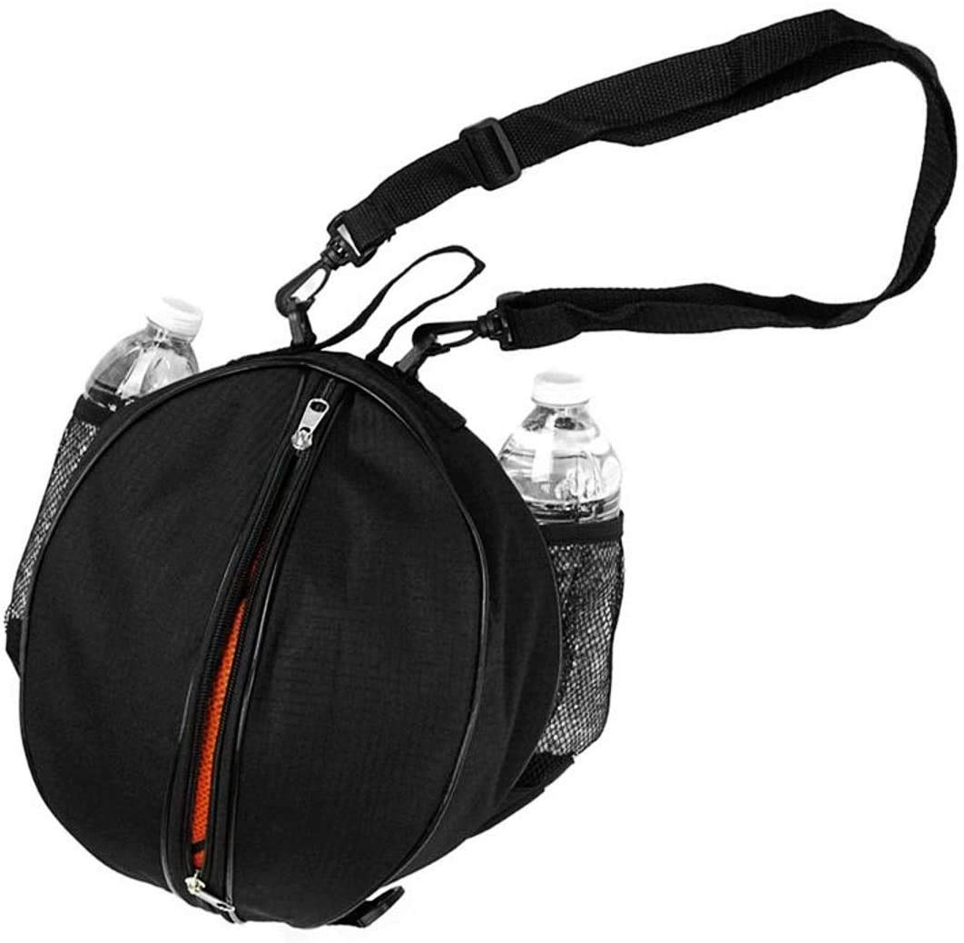 JZK Black Shoulder Bag for Football, Volleyball, Carry Bag with Side Net Pockets for Water Bottle, Handbag Carrier Bag