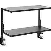 VIVO Clamp-on 24 inch Above or Below Desk 2-Tier Shelving Unit for Table Accessories, Gaming Devices, and More, Storage Tray,