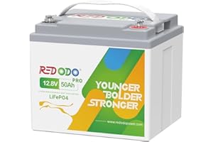 Redodo 12V 50Ah Lithium Battery, Portable 50Ah LiFePO4 Battery with 50A BMS, 640Wh, Up to 15000 Cycles, Ideal for Trolling Motor, RV, Home Energy Backup, Off Grid etc.