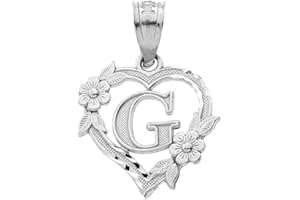 CaliRoseJewelry Sterling Silver Initial Heart Pendant for Women - Letter Pendant for Women