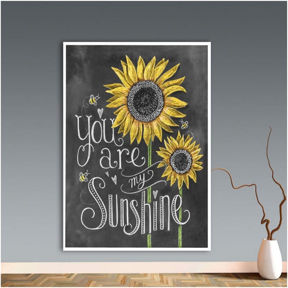 Wzgsffs Kunstdruck Malerei Kreide Kunst Nordic Typografie Mein Sonnenschein Zitate Sonnenblume Poster Wandbilder Geschenke Fur Mama Dusche Dekor 60x80cm Kein Rahmen Amazon De Kuche Haushalt