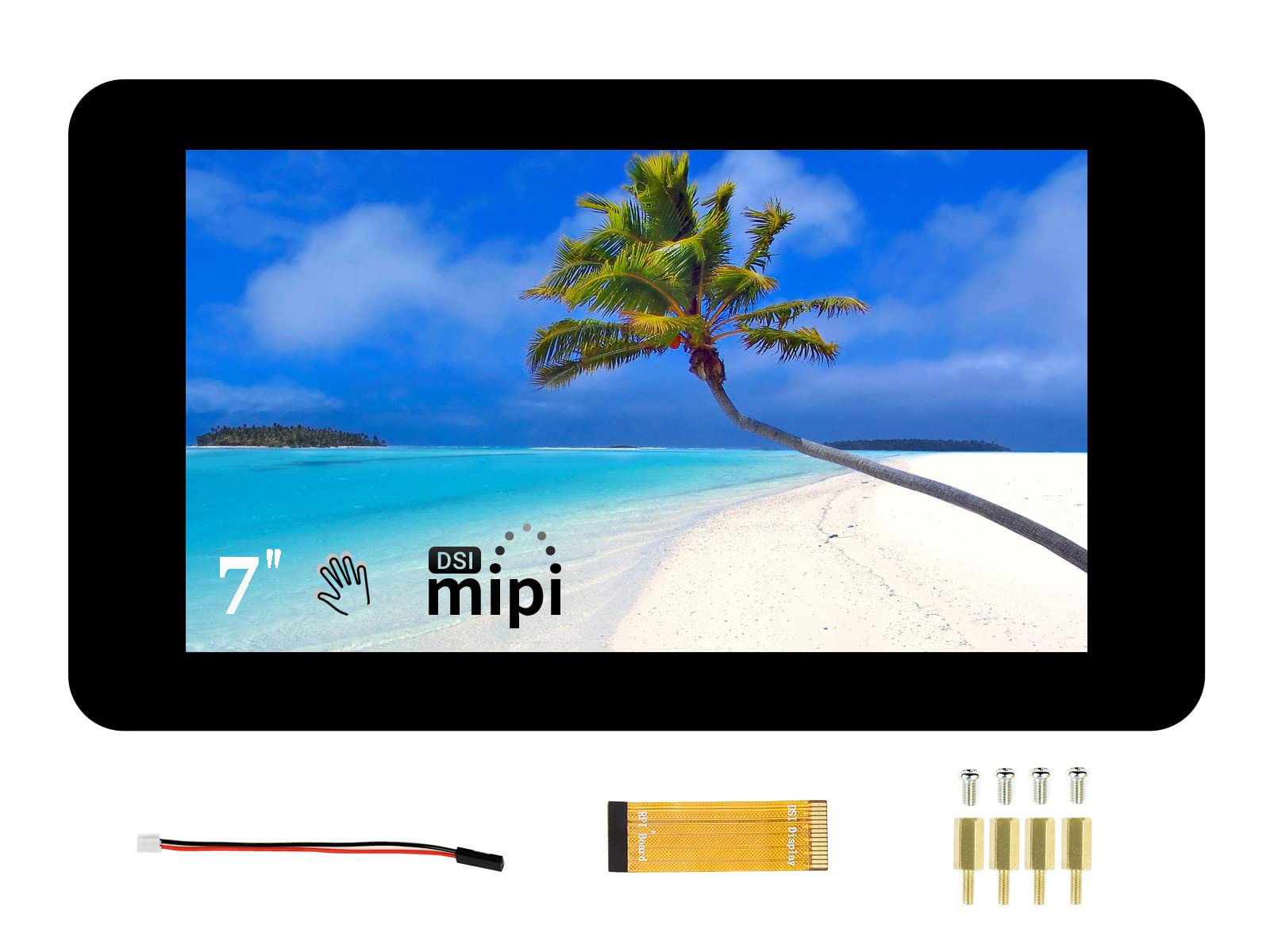 7inch Touchscreen Display for Raspberry Pi 4B/3B+/3A+/3B/2B/B+/A+, DSI Interface, 800x480 Capacitive TFT Screen, Support Raspberry Pi OS/Ubuntu/Kali/WIN10 IoT and Retropie, up to 5-points Touch