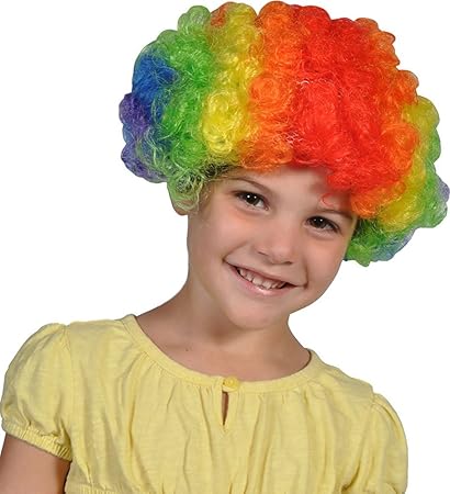 Amazon Com Crazy Hair Rainbow Clown Jester Halloween Costume Wig