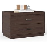 Stackable Storage with 2 Drawers, 28"W Storage Bins for Closet Organizers | Wood Stackable Closet Organizer Modern Large Stackable Storage Units for Living Room Hallway Bedroom, Brown