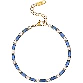 AVEKENY 18K Gold Plated Multi-Color Classic Tennis Bracelet for Women Dainty Color 3mm Rainbow Cubic Zirconia Bracelet Adjustable CZ Gold Bracelets Trendy Summer Jewelry Gift