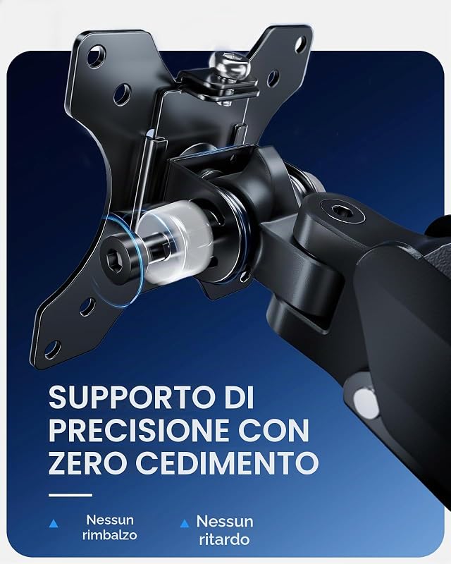 Braccio per monitor singolo per schermi ultra larghi da 33 a 49 pollici, portata 17 kg, supporto da scrivania per monitor da gioco con supporto solido come roccia, supporto VESA resistente