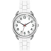 Bisley 35MM Watches for Women Big Face Easy Reader Silicone Strap Water Proof