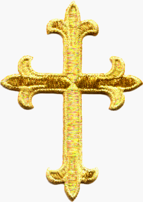 Gold Ornate Cross - Embroidered Iron On or Sew On Patch