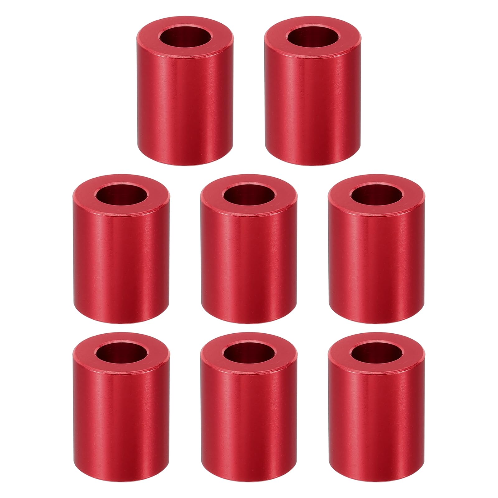 PATIKIL M8 Aluminum Spacer, 8 Pcs Metal Spacers Aluminum 8.2mm ID x 16mm OD x 20mm L Aluminum Spacer Screw Standoff Round for 1/3in or M8 Screw Bolts, Red