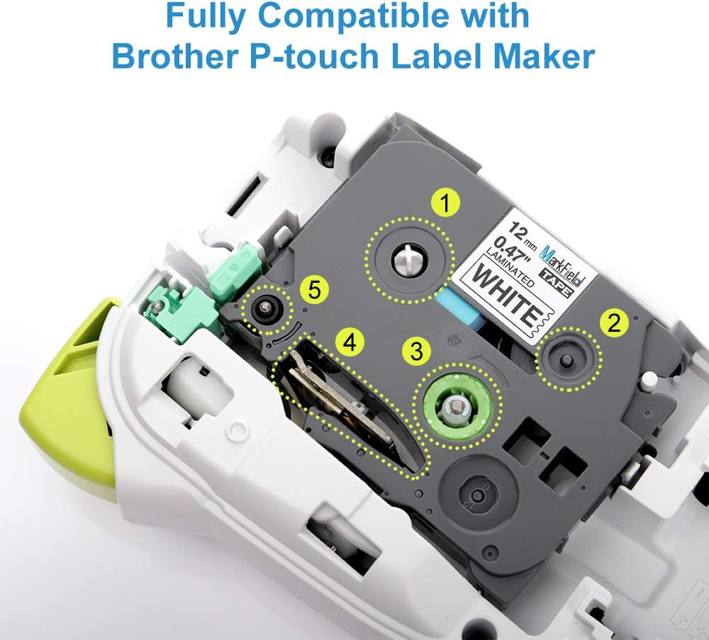 MarkField Compatible Label Tape Replacement for Brother Label Printer Tape Ptouch TZe-231 TZ Black on White 12mm 0.47 Laminated for PT-1000 H105 H107 H101C H100LB/R H110 H200 D210 E110 GL-105 - Image 4