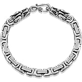 CEKAMA 925 Sterling Silver Bracelet for Men Matte Texture Exquisite Thick Bracelets Length 7-9 Inch, Width 5-7mm
