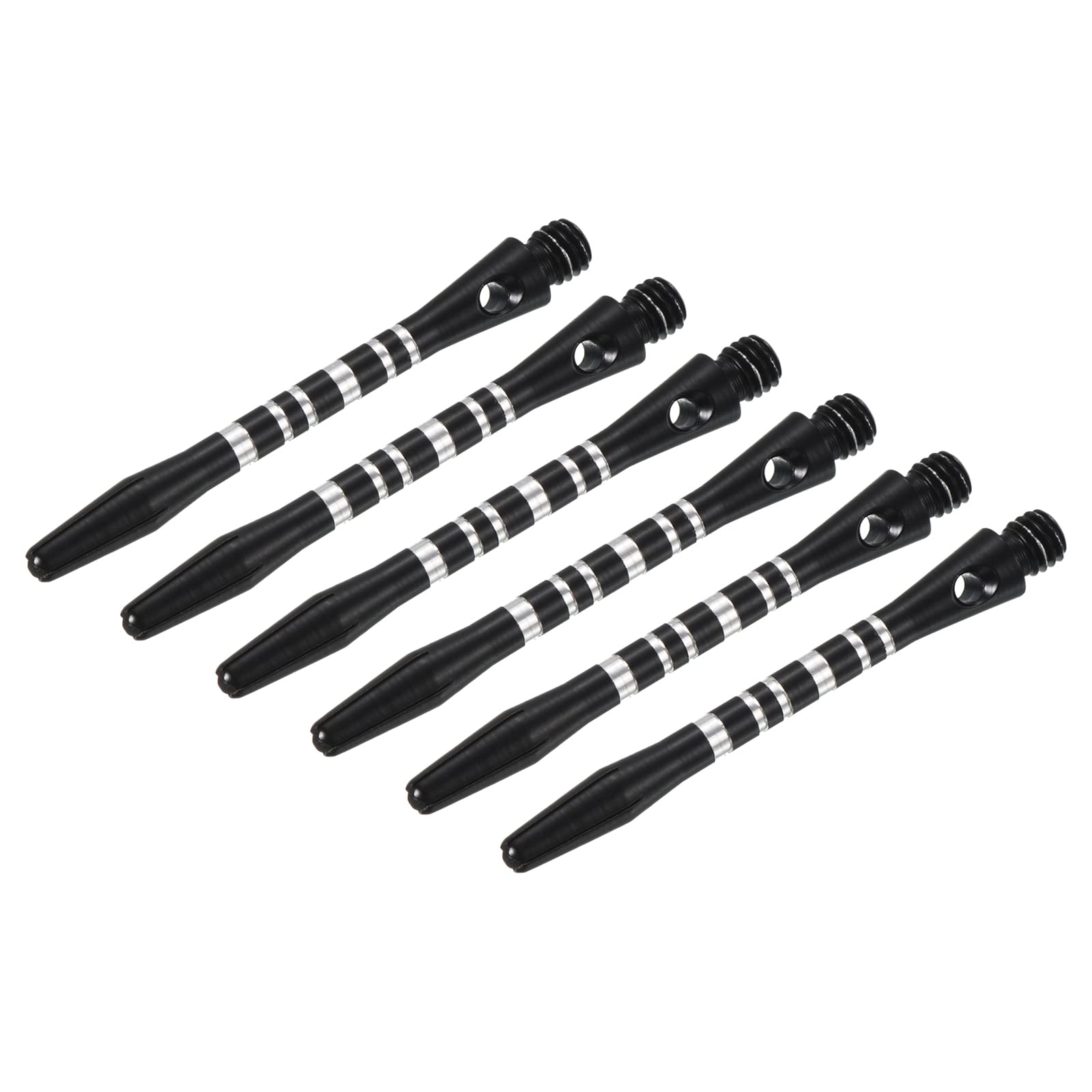 PATIKIL 45mm Aluminum Dart Shafts, Medium 2BA Thread Dart Stems Dart Accessories Throwing Fitting for Steel Tip - 6 Pack (Silver Tone, Black)