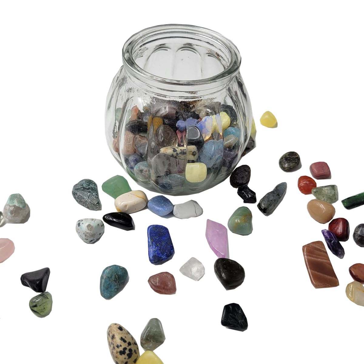 60Kinds+ Gemstones and Crystals Set,Bulk Tumbled Chips Crystals for Jewelry Making,Crushed Stones Rocks and Minerals Science Kit (0.55lb(60-65types))