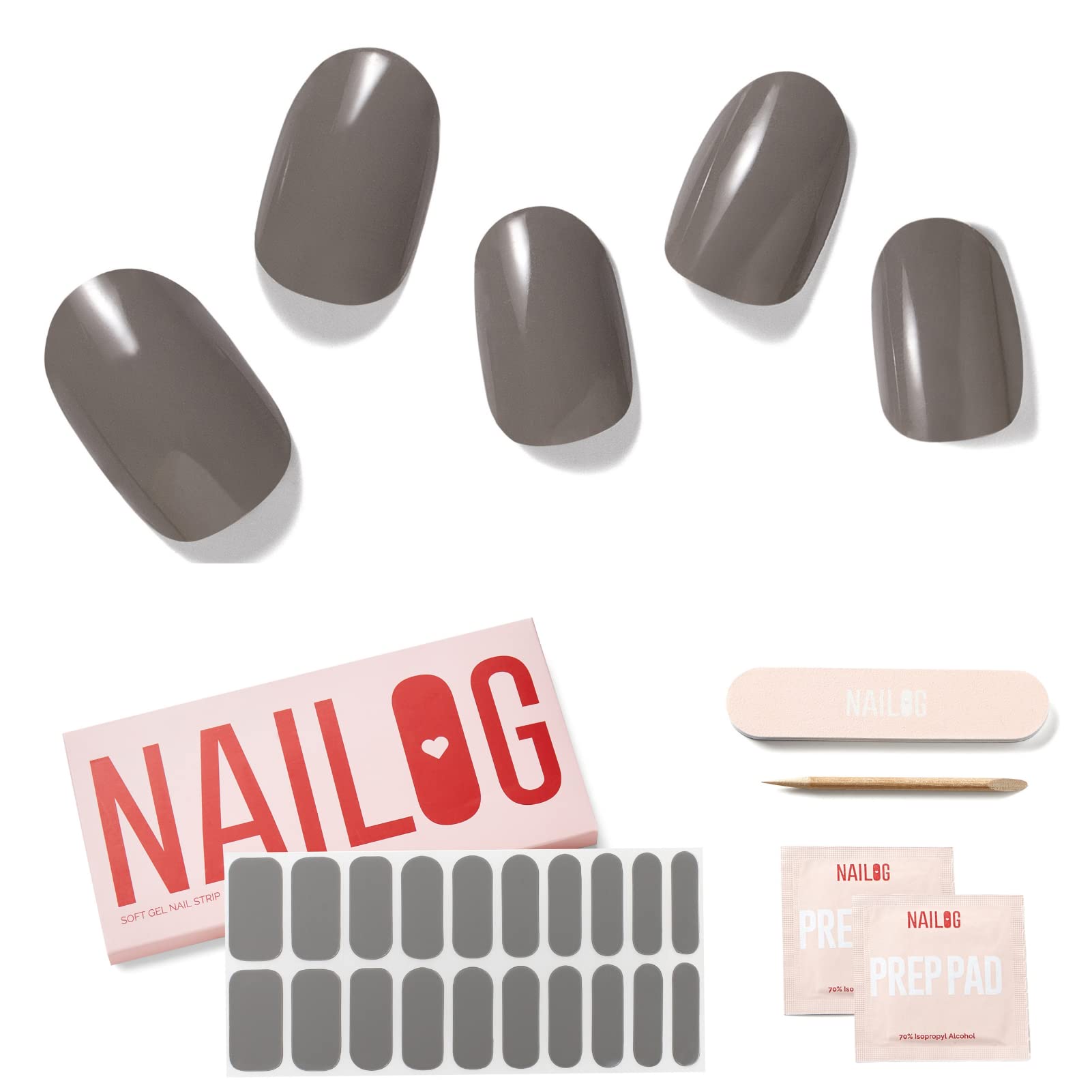NAILOG Semi Cured Gel Nail Strips, 20 Pieces Extra Long Nail Polish Strips, Long Lasting Semi Cured Gel Nail Stickers with Soft Glossy Finish,Kiss the Rain