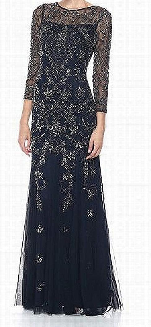 Photo 1 of Adrianna Papell Women's Long Sleeve Bead Dress, Midnight, 8