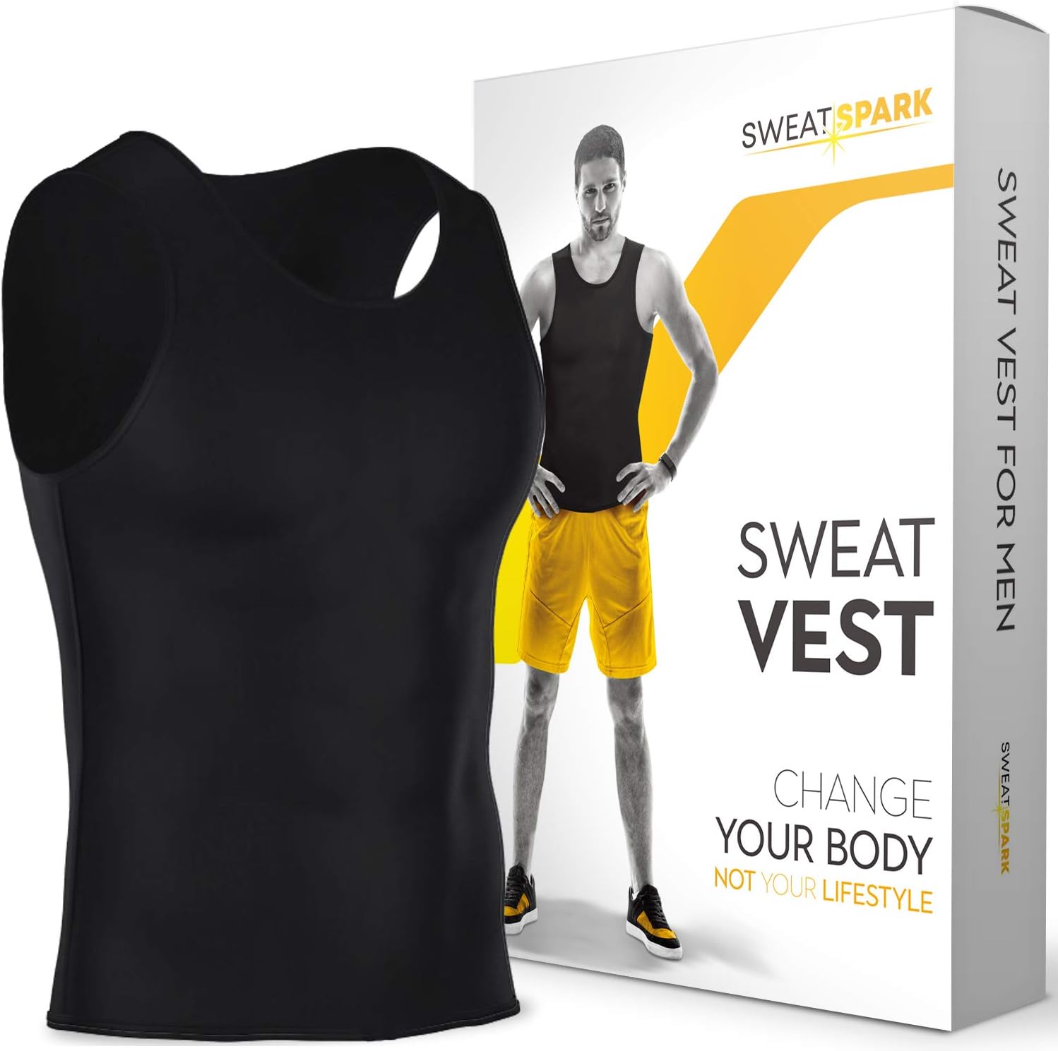 Sweat Spark Chaleco de Sudor para Hombre – Camisa de Sauna de Neopreno sin Peso con Cremallera – Aumenta tu motivación de Entrenamiento, quemadores de Grasa, Medium: Amazon.es: Deportes y aire libre