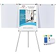 MAKELLO Flip Chart Easel, Magnetic Dry Erase Board with Stand for Office Classroom Home School, Extended Display Arms and Adjustable Height, 36x24 in