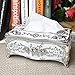 acdiac Bling Rhinestone Tissue Box Holder,Luxurious European Style Rose Tissue Box Cover for edroom,Office,Bathroom,Home,Travel,Restaurant (Silver&White)