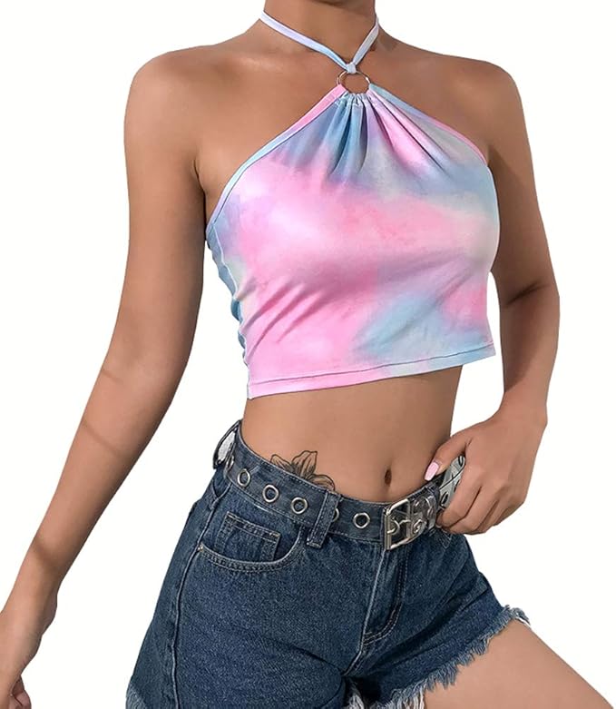 Women's Slim Fit Bandage Tube Top Off Shoulder Camisole Gradient Color