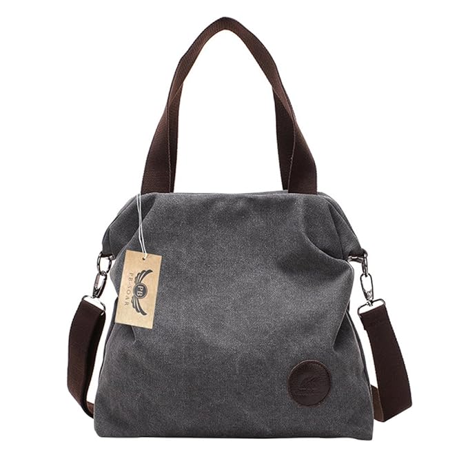 PB-SOAR Damen Canvas Tasche Schultertasche Handtasche Umhängetasche Shopper Beuteltasche 41x36x10cm (B x H x T), 5 Farben aus