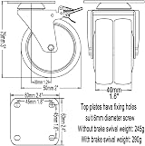 DSL Daily Supply Ltd Caster Wheels Set of 4 50mm Heavy Duty TPR Silent view 5