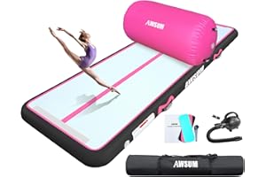 AWSUM 10ft /13ft Gymnastics Mat with Air Roller Tumbling Barrel Back Somersault Backbend Trainer for Inflatable Gymnastics Springboard Back Handspring Equipment, with Electric Pump
