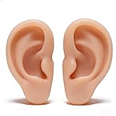 Silicone Ear Model 1 Pair Soft Ear Model, Human Ear Model Flexible Fake Ear Simulation Ear Model for Earrings Display Ear Piercing Exercise Display Props, Realistic Body Ear