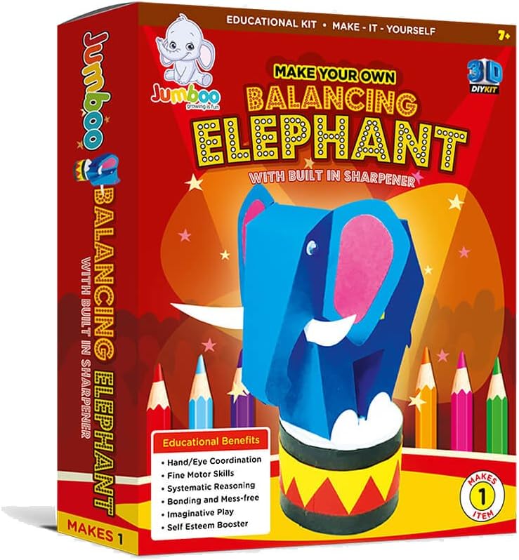 Jumboo Toys DIY 3D Balancing Elephant Kids Toy Craft Project Kit