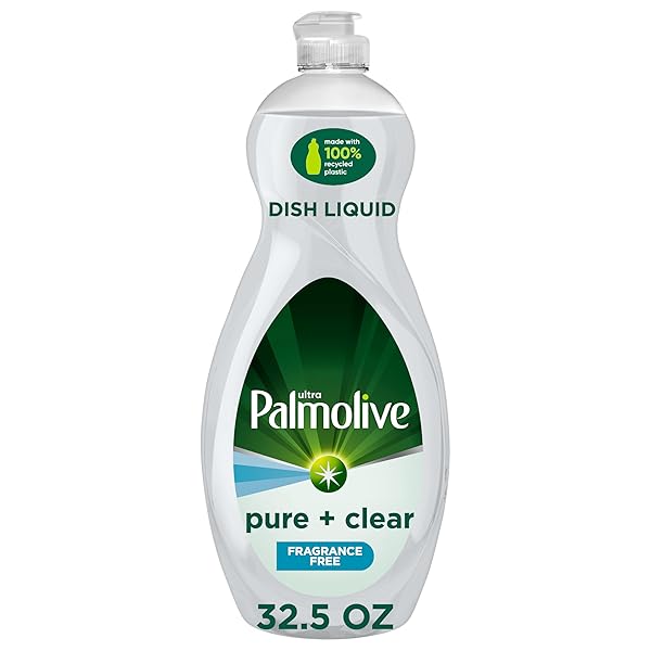 PALMOLIVE ULTRA DISHWASHING LIQUID DISH SOAP, PURE + CLEAR FRAGRANCE FREE – 32.5 FLUID OUNCE (PACKAGING MAY VARY)