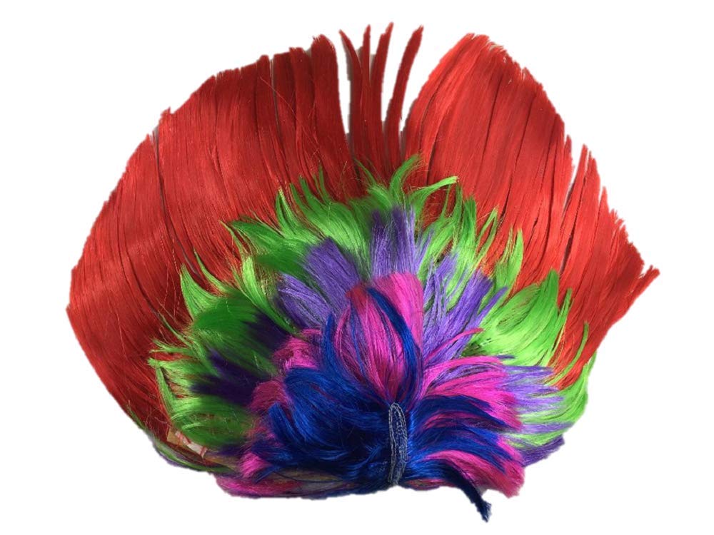 Rooster Wig Punk Rocker Unisex Mohican Mohawk Wigs (Rainbow red 2)