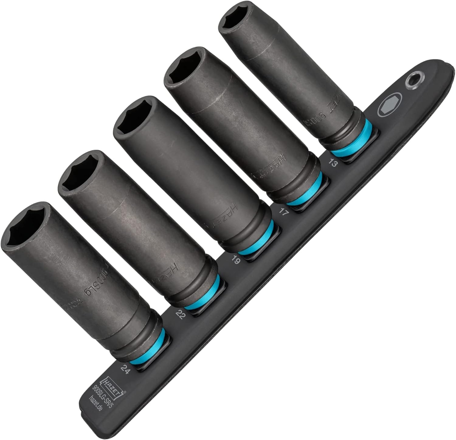 HAZET Smart-Rail 900Slg-SR/5 | Magnetic Base with 5 Slots, Drive: Square 12.5 mm (1/2 Inch), Output: External Hexagonal | Flexible Plastic Socket Strip for Socket Spanner