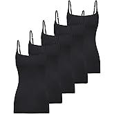BQTQ 5 Pcs Womens Camisole Square Neck Camisoles Spaghetti Strap Camisole Slim Fitted Basic Camisole Top