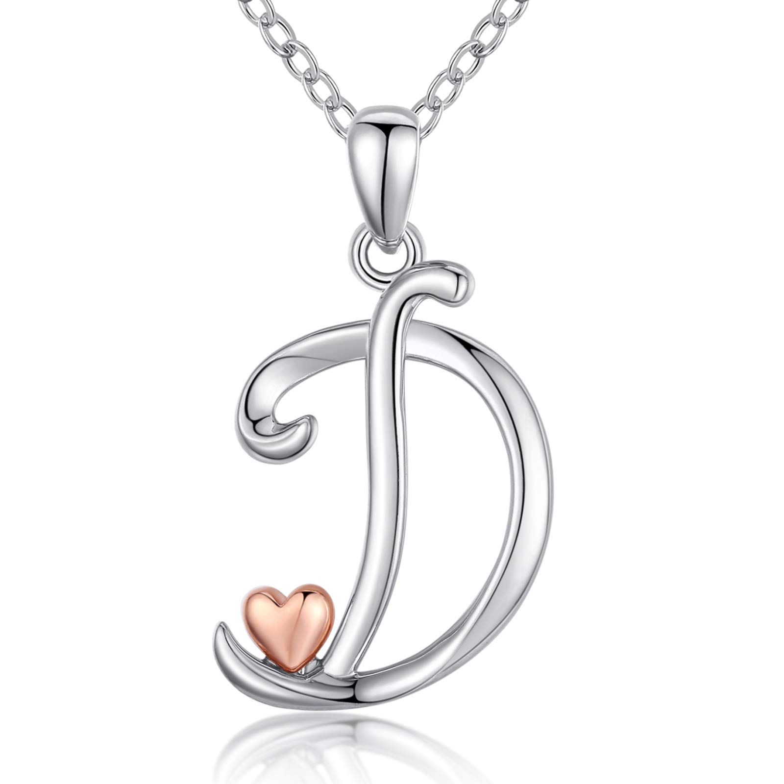 CELESTIA Personalized Name Initial Letter D Heart Pendant Necklace 925 Sterling Silver Jewellery Gifts for Women Girls Birthday โ image 1
