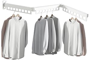 Irosiy Clothes Drying Rack - Laundry Space Saver Wall Mounted, Retractable, Collapsible(Tri-Fold), White Color Rack Clothing (with Screws)