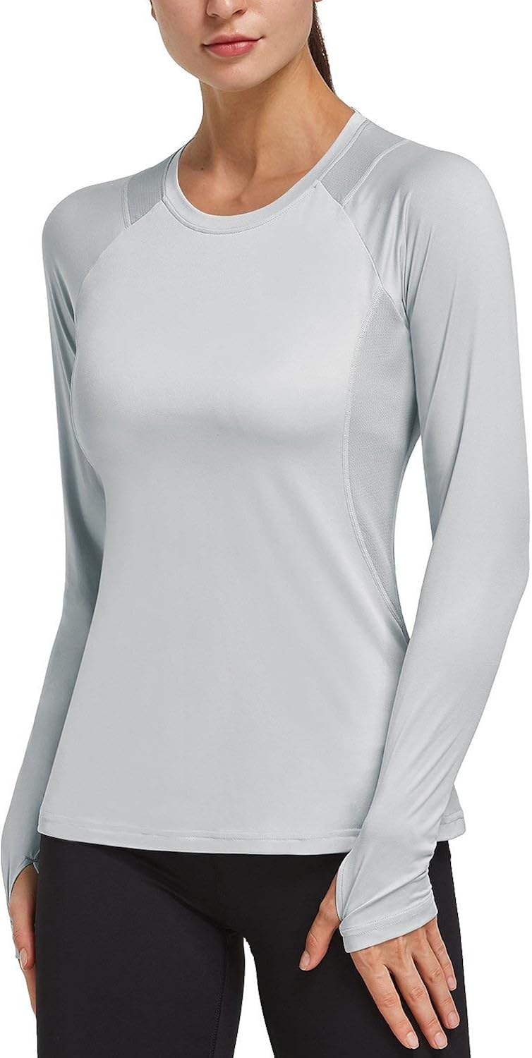 BALEAF Women's Long Sleeve Shirts SPF Sun Protection Moisture Wicking UPF 50+ Running Hiking Fishing Tops Thumbholes: Clothing