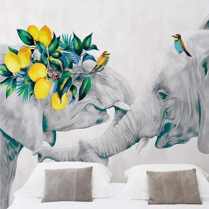 Murales de flores de elefante nórdico murales para sala de estar