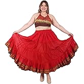 25 Yard American Tribal Style Dance Cotton Tiered Flounce Maxi Full Skirt