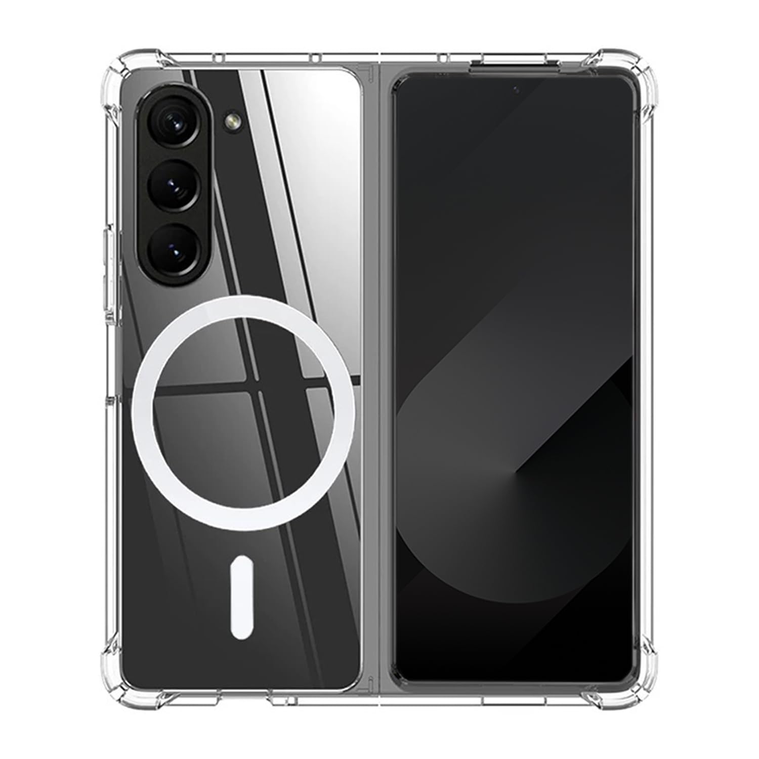 Photo 1 of ioiFour for Samsung Galaxy Z Fold 6 Magnetic Clear Case, Compatible with Wireless Charger and Magsafe Card Wallet, Simplistic Transparent Shockproof and Drop-Proof Case (Fold 6)