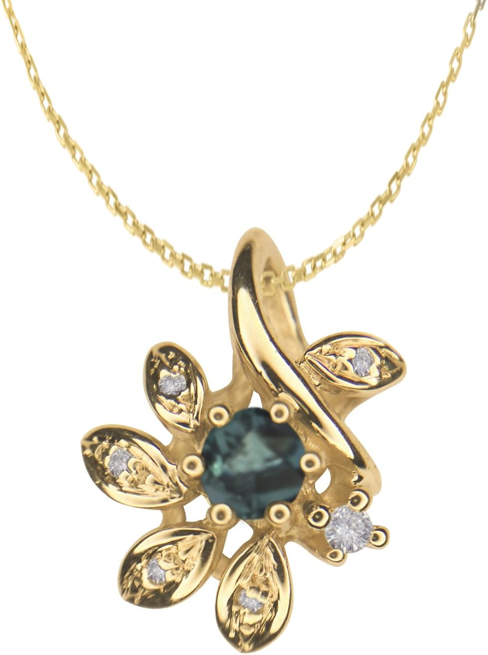 Natural Alexandrite Diamonds Necklace Pendant in 14 K Yellow Gold ...