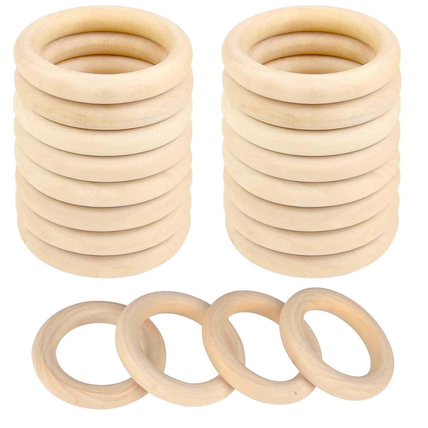 20 Pcs Wooden Rings Unfinished Natural Wood Rings 55mm Outer Diameter Round Connectors Wood Loop Ring for DIY Crafts Jewelry Making Pendant Connectors Ornaments Home Decor (55 mm)