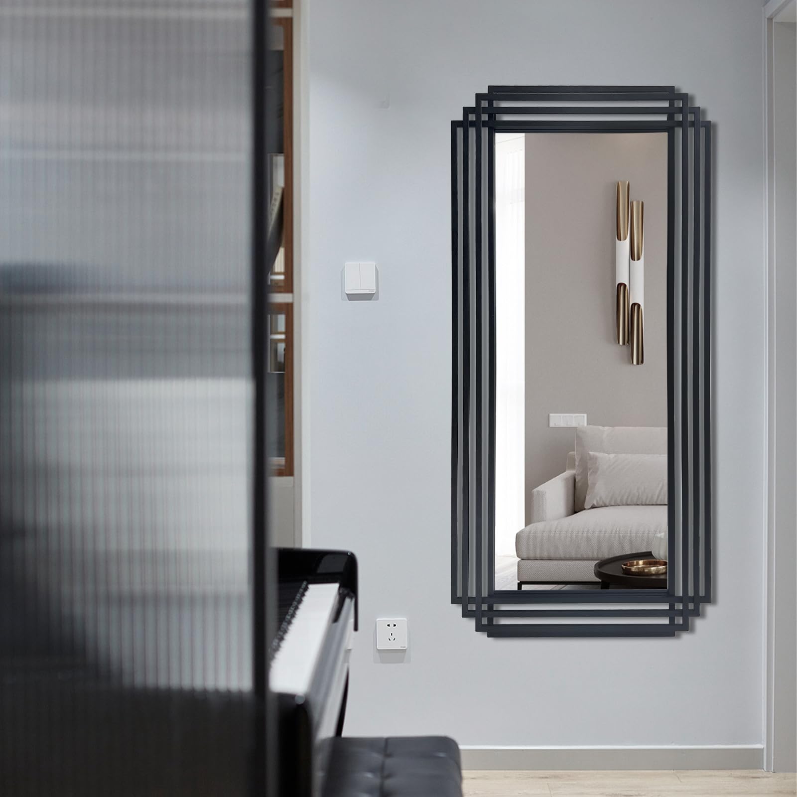 DAOYIJIAJU Black Rectangle Mirror, 47