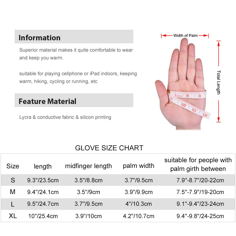 Vbiger Outdoor Touchscreen Handschuhe fahren Radfahren warm Freizeit Sport Silikon rutschfeste Handschuhe, Schwarz, XL