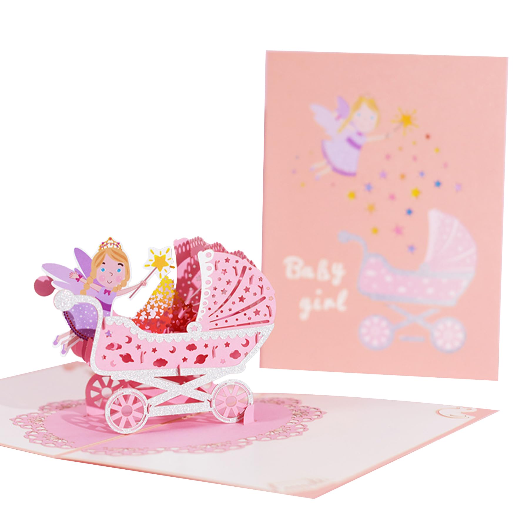 Baby Shower Card - 3D Pink Baby Shower Pop Up Card, New Baby Cards, Bestie's Little One, Best Wishes for Pregnancy Leave Presents, Soon to be Mum, Congratulations to Her