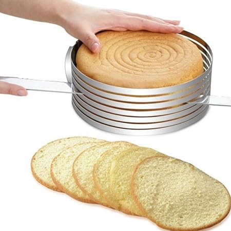 FANGff Tortenschneider, Tortenring, verstellbar, einziehbar, kreisförmiges Backwerkzeug, Mousseform, zum Schneiden von Kuchen